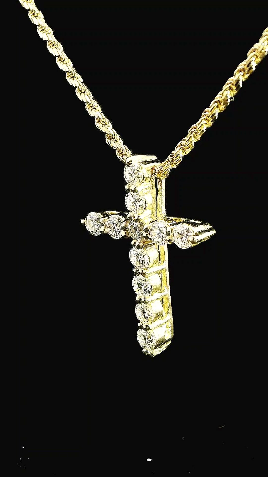 14k Yellow Gold Diamond Cross 1 CTW