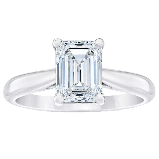 Emerald Cut 2.01 ct VS1 Clarity, H Color Diamond Platinum Solitaire Ring