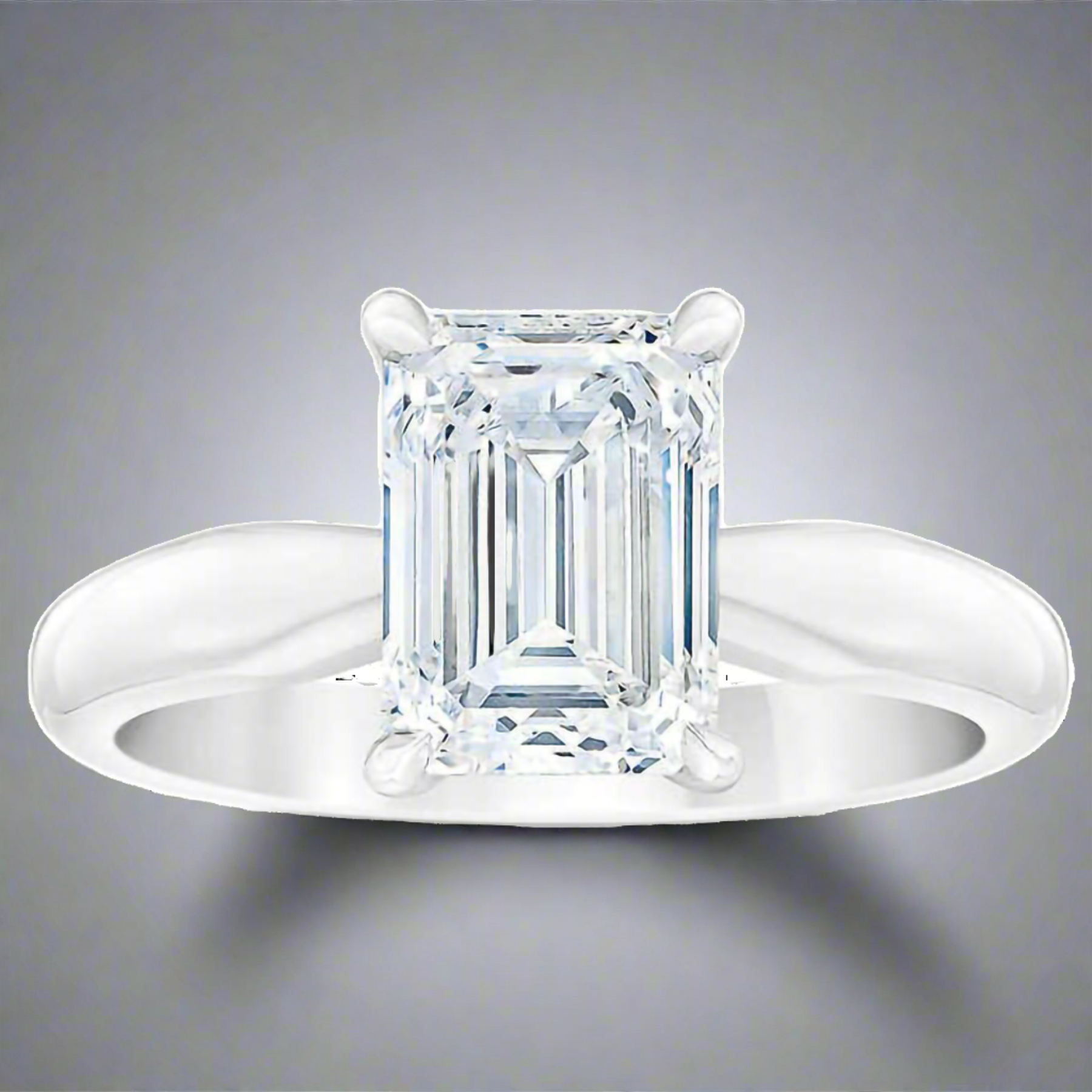 Emerald Cut 3.09 ct VVS2 Clarity, D Color Diamond Platinum Solitaire Ring
