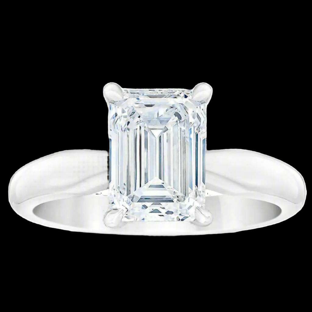 Emerald Cut 3.09 ct VVS2 Clarity, D Color Diamond Platinum Solitaire Ring