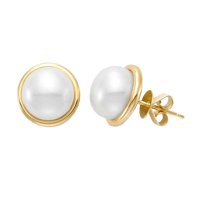 Freshwater Cultured 9-10mm Pearl 14kt Yellow Gold Earrings