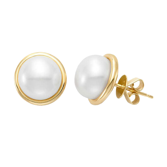 Freshwater Cultured 9-10mm Pearl 14kt Yellow Gold Earrings