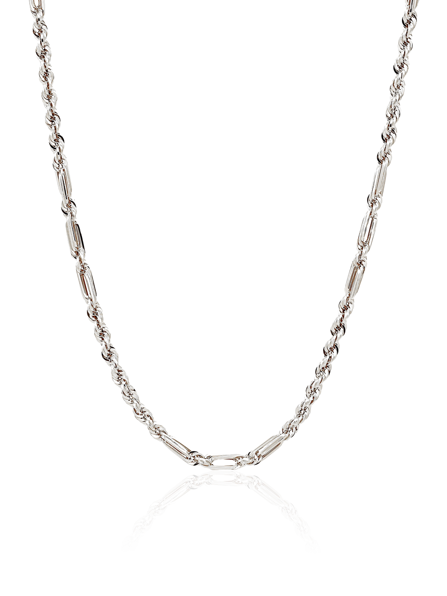 14K Solid Milano Chain | White Gold | Diamond Cut