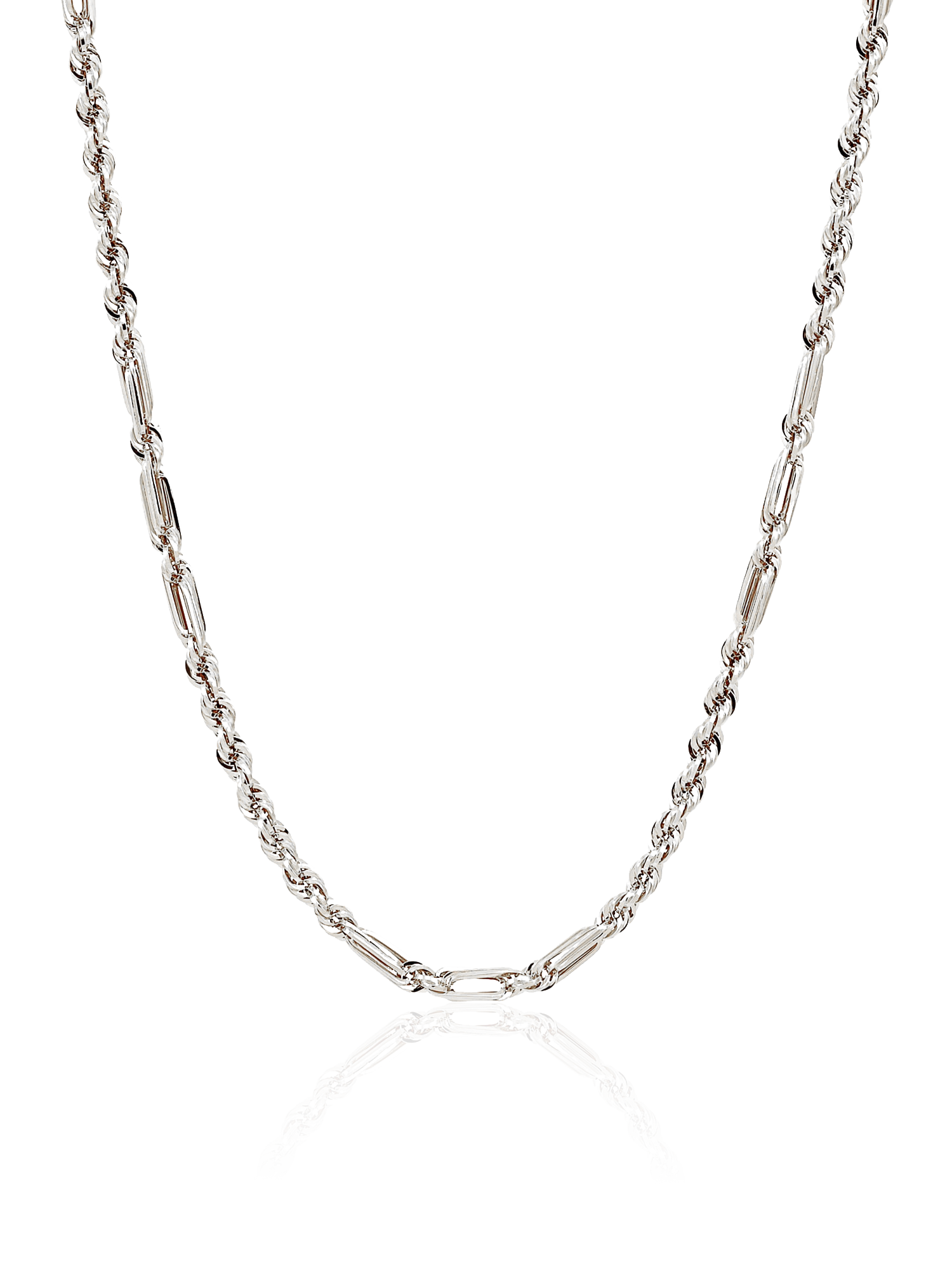 14K Solid Milano Chain | White Gold | Diamond Cut