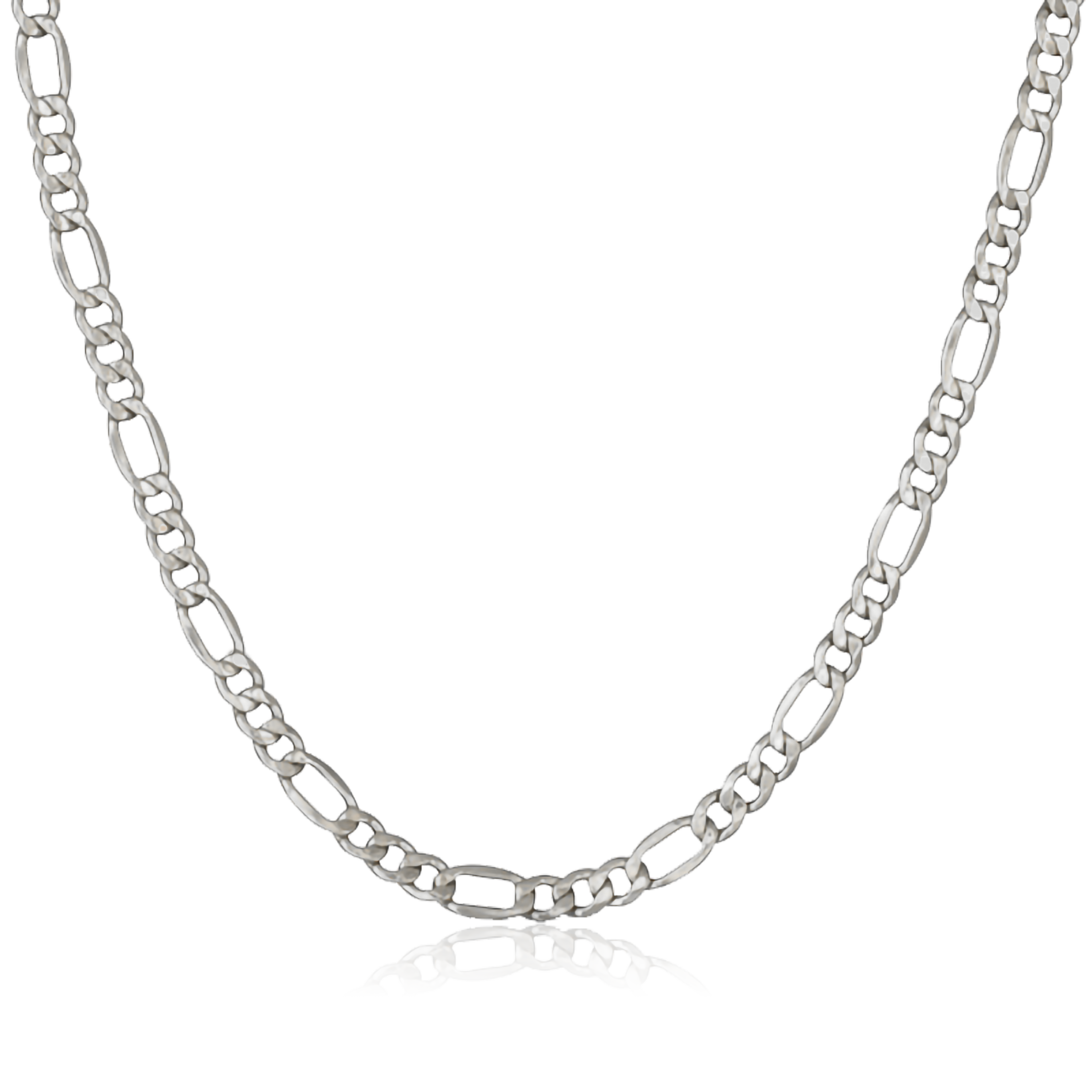 Hollow Figaro Chain | White Gold