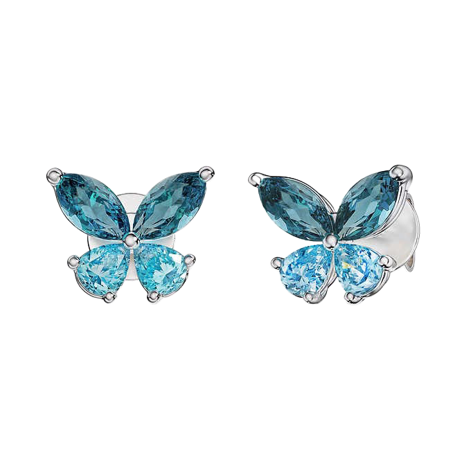 London Blue Topaz & Swiss Blue Topaz 14kt White Gold Earrings