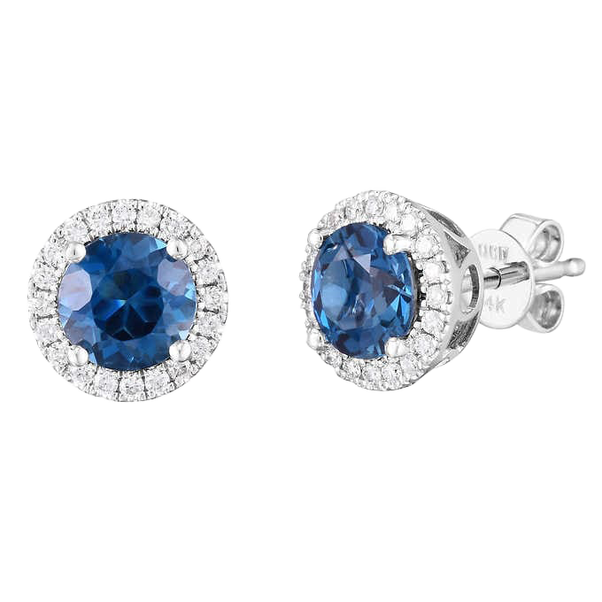 London Blue Topaz and Diamond 14kt White Gold Earrings