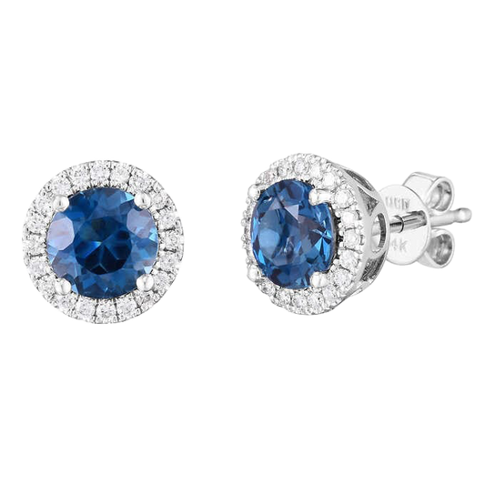 London Blue Topaz and Diamond 14kt White Gold Earrings