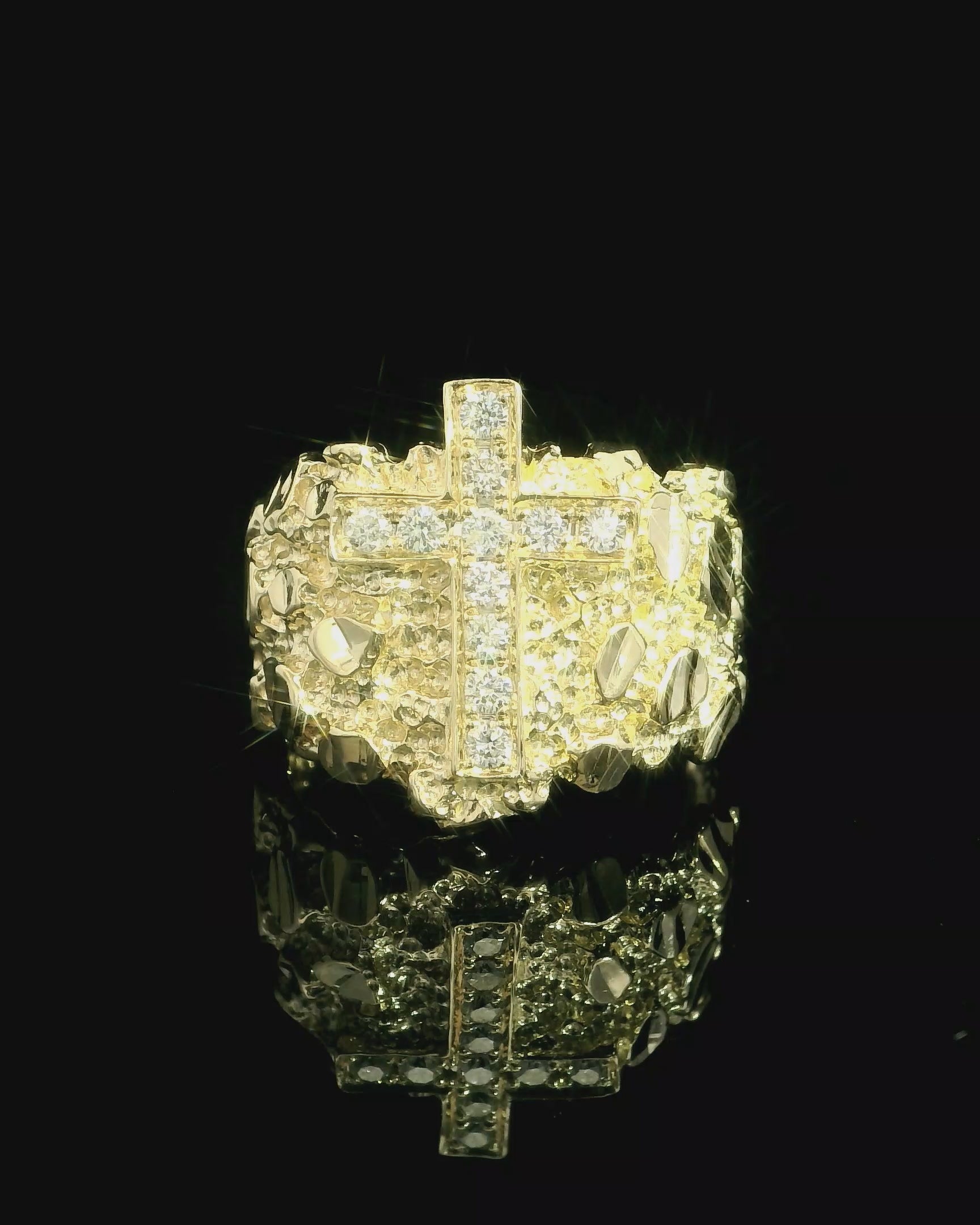 14k Cross Nugget Ring