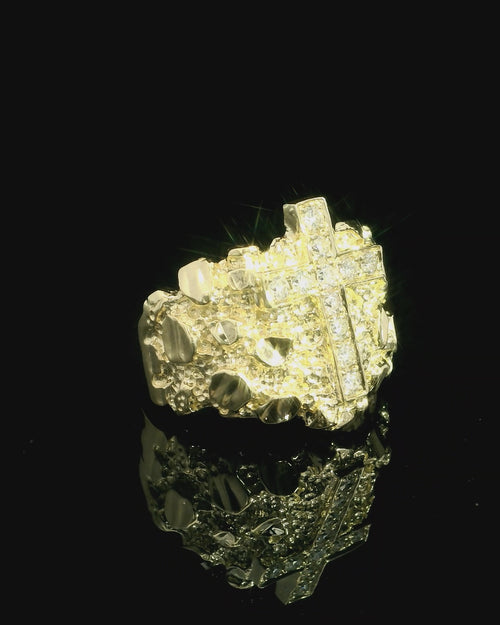 14k Cross Nugget Ring