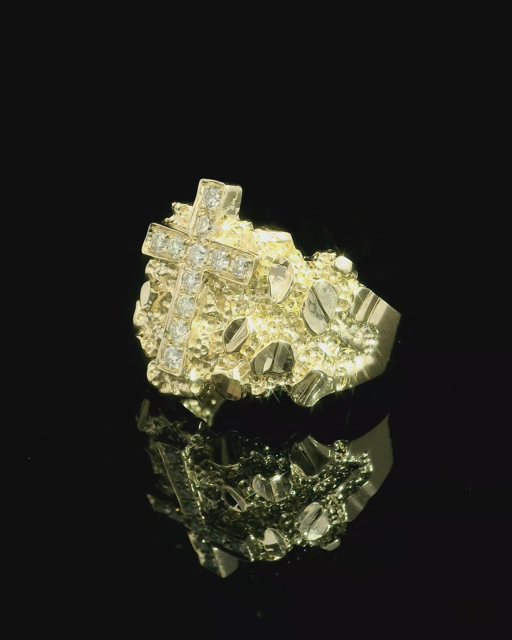 14k Cross Nugget Ring