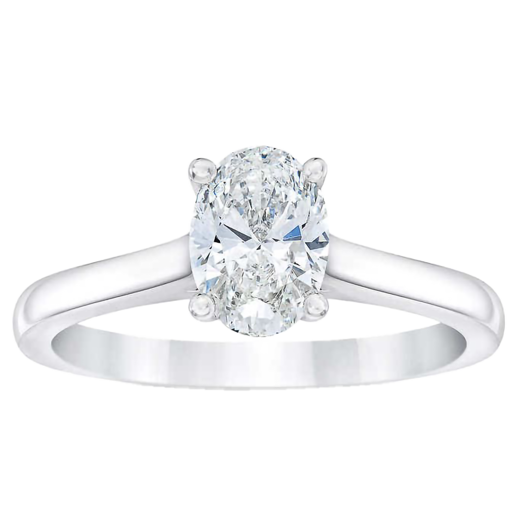 Oval Cut 1.00 ctw VS2 Clarity, H Color Diamond Platinum Solitaire Ring