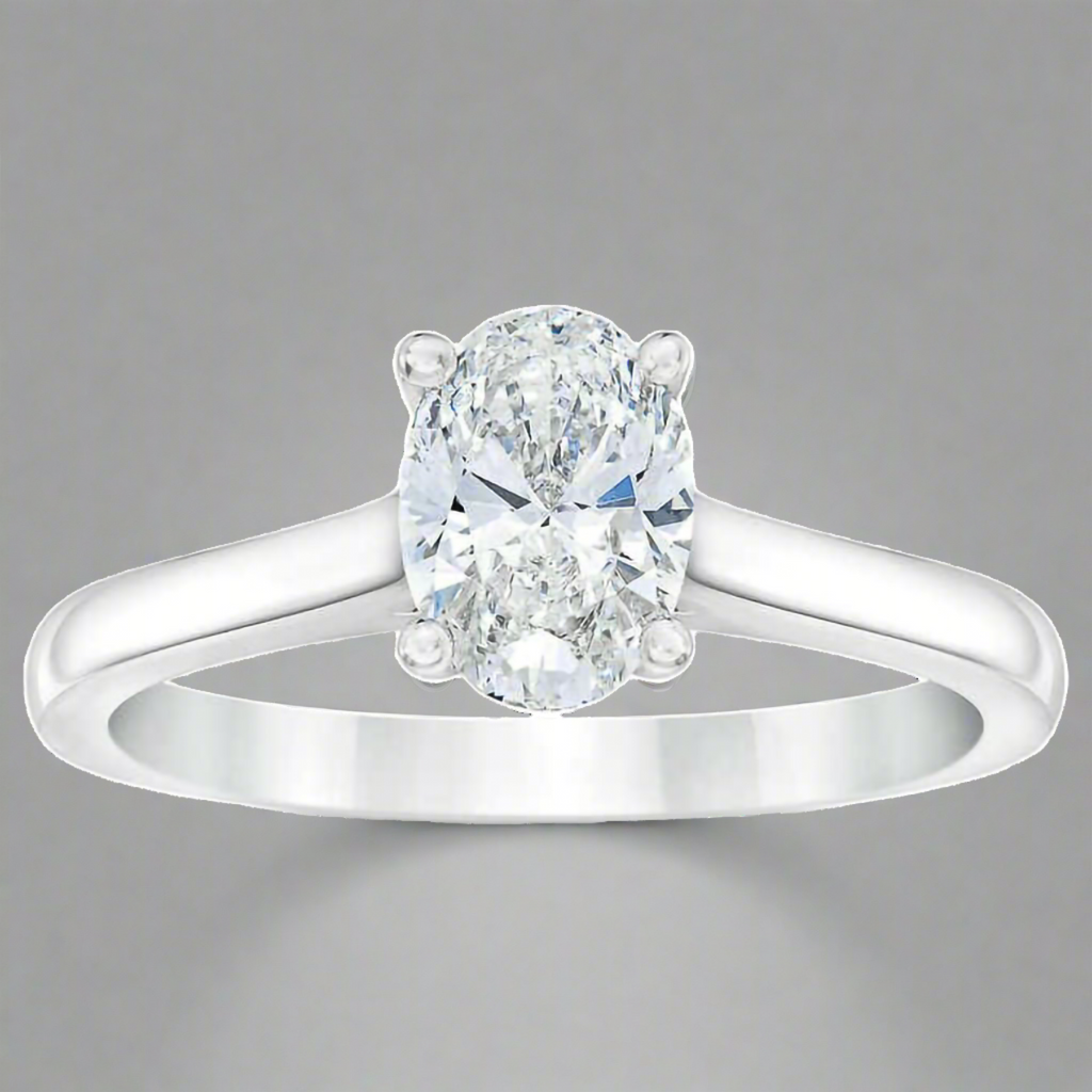 Oval Cut 1.00 ctw VS2 Clarity, H Color Diamond Platinum Solitaire Ring