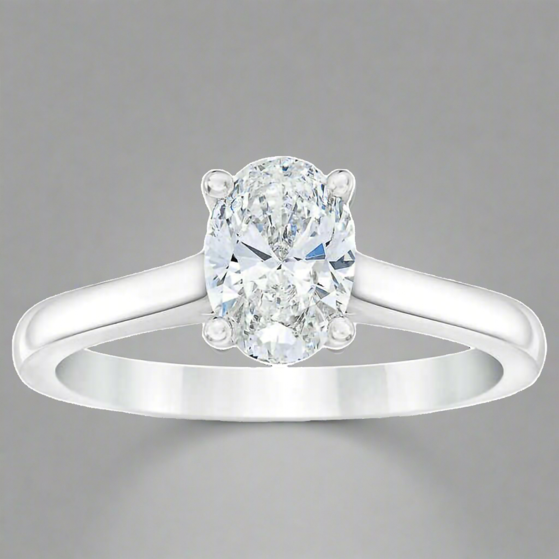 Oval Cut 1.00 ctw VS2 Clarity, H Color Diamond Platinum Solitaire Ring
