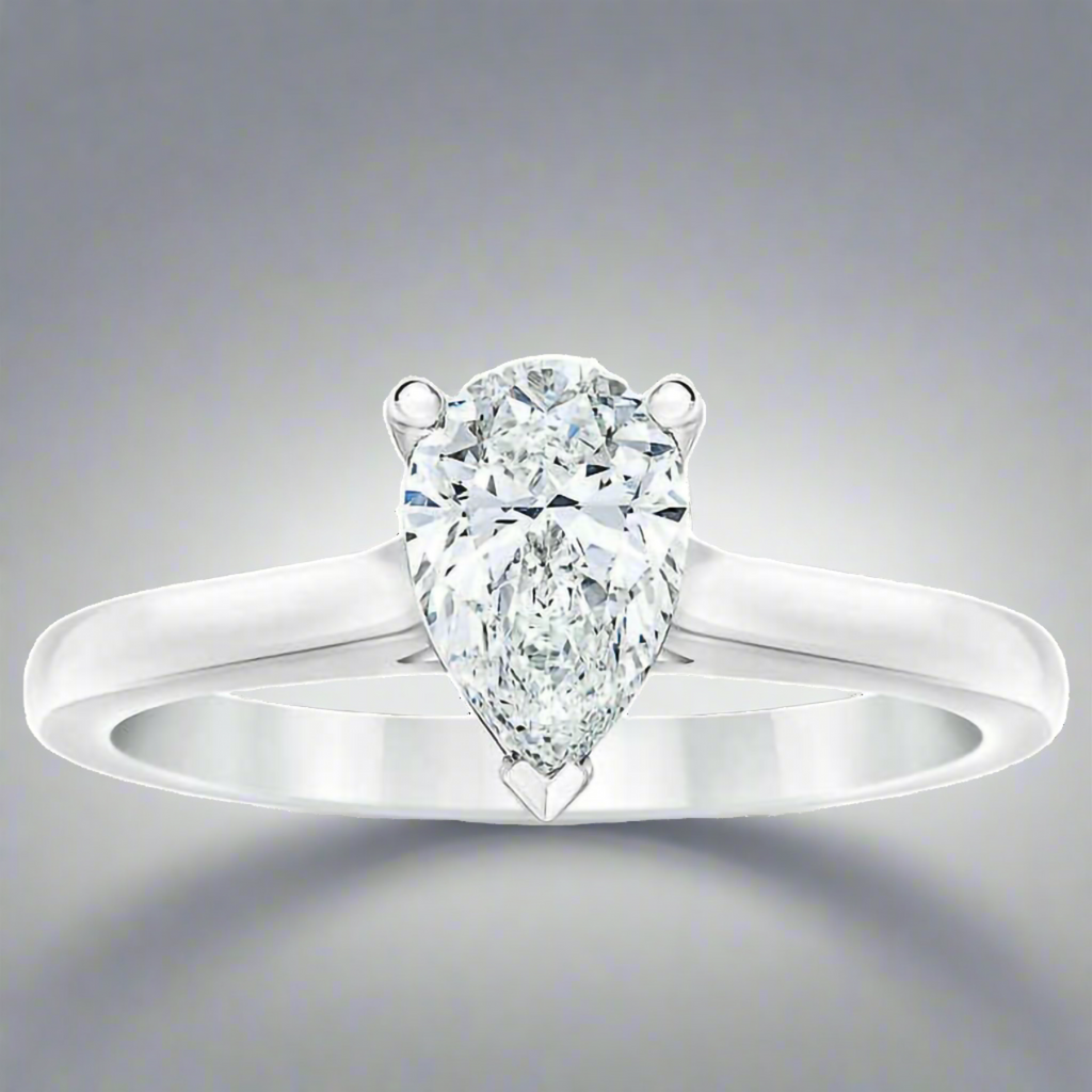 Pear Shape 1.00 ct VS2 Clarity, I Color Diamond Platinum Solitaire Ring