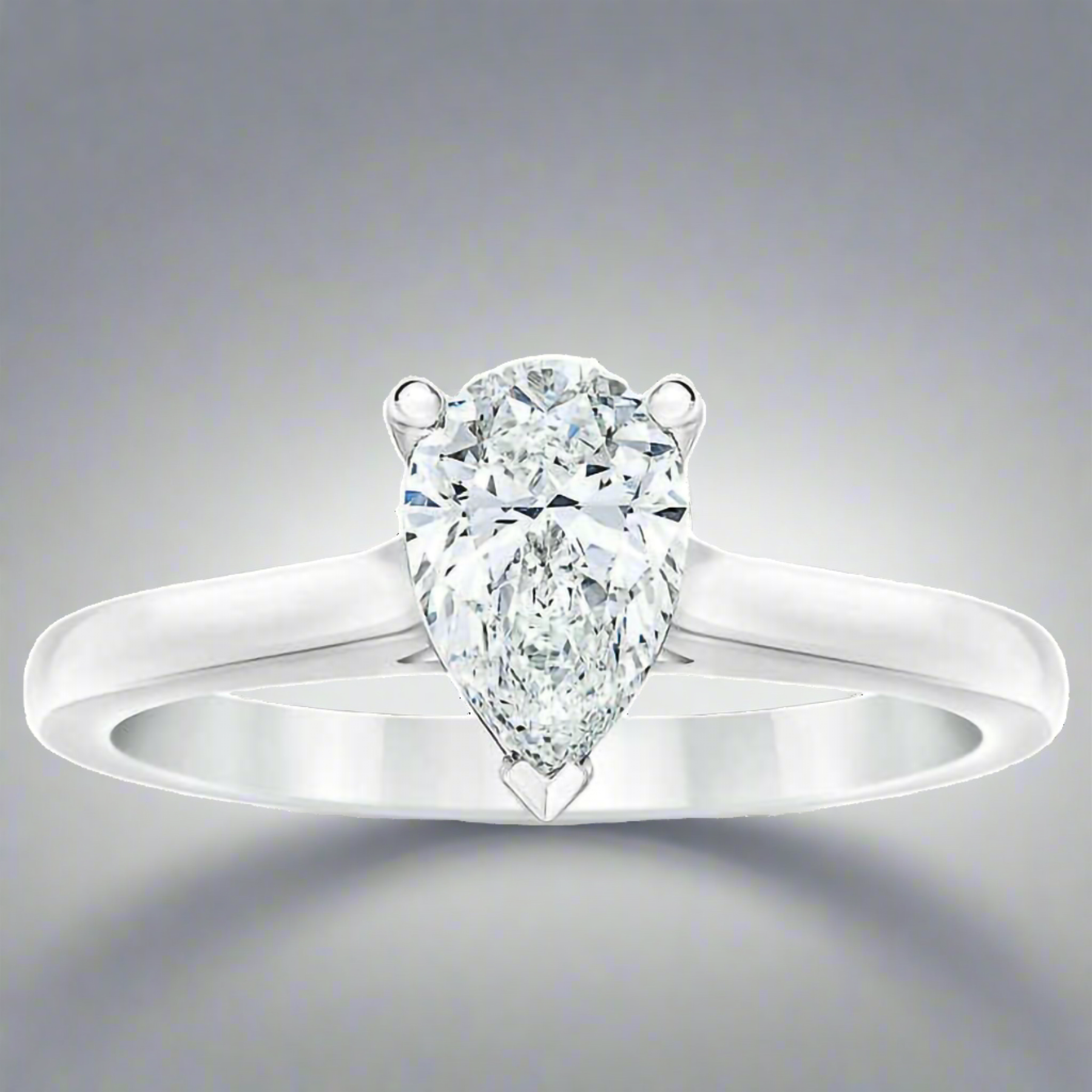 Pear Shape 1.00 ct VS2 Clarity, I Color Diamond Platinum Solitaire Ring