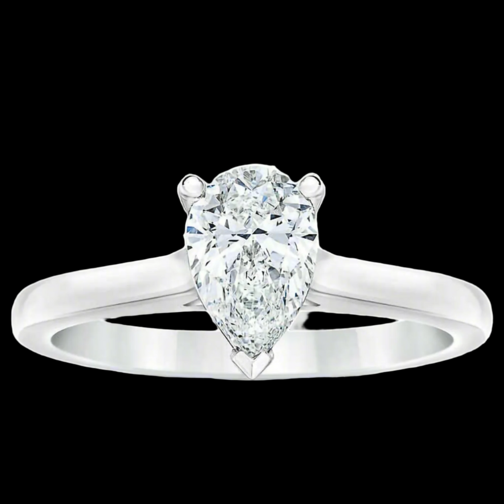 Pear Shape 1.00 ct VS2 Clarity, I Color Diamond Platinum Solitaire Ring
