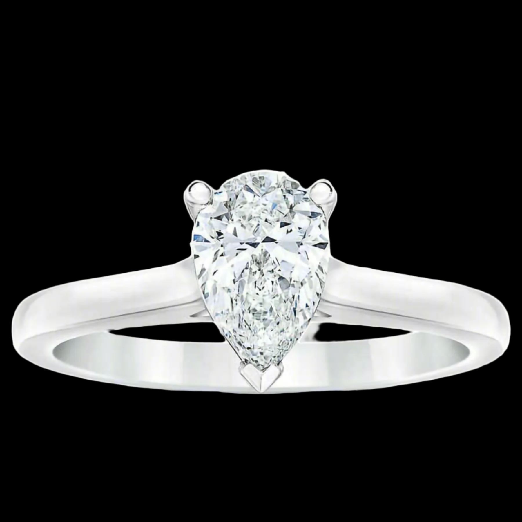 Pear Shape 1.00 ct VS2 Clarity, I Color Diamond Platinum Solitaire Ring