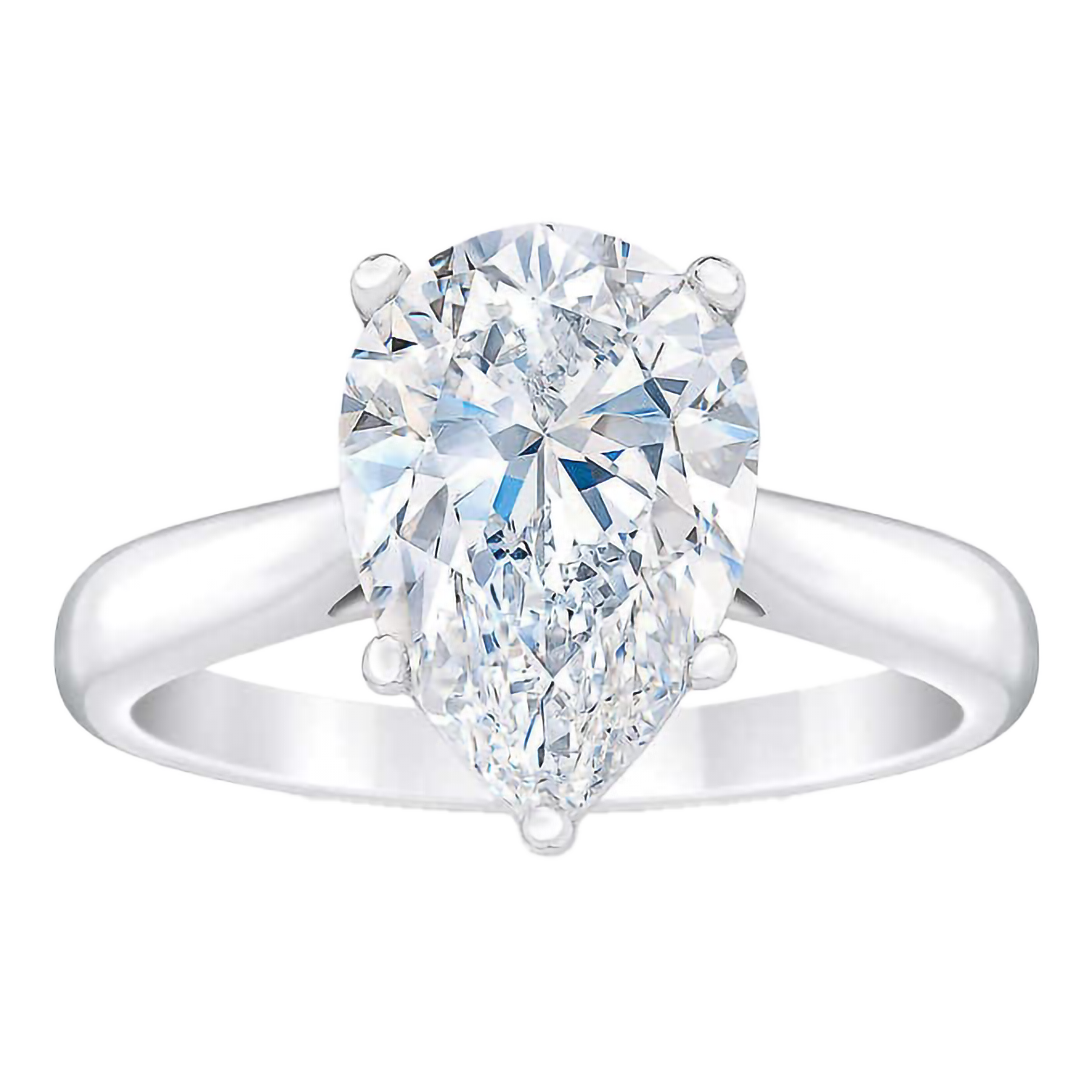 Pear Shape 3.21 ct VS1 Clarity, E Color Diamond Platinum Solitaire Ring