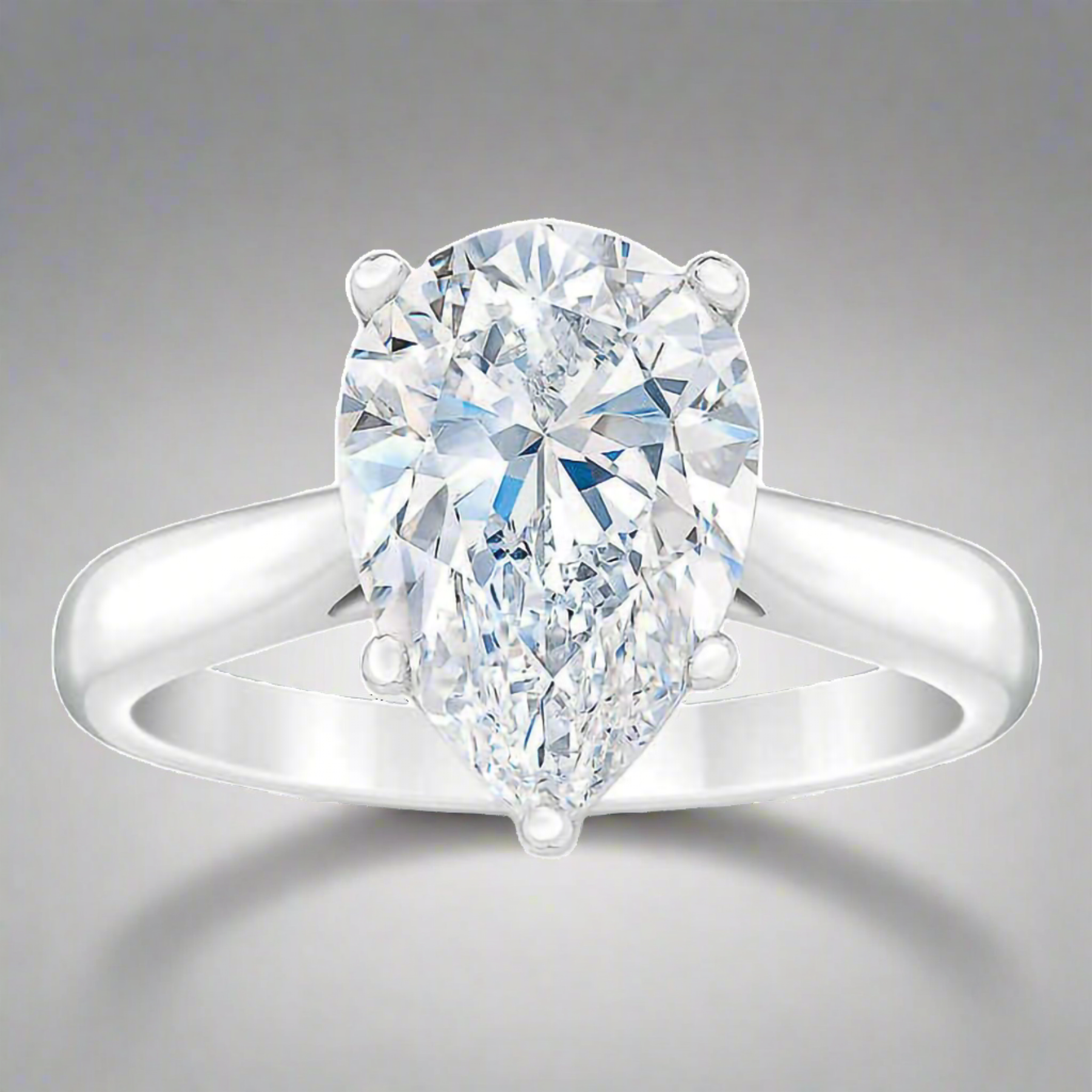 Pear Shape 3.21 ct VS1 Clarity, E Color Diamond Platinum Solitaire Ring