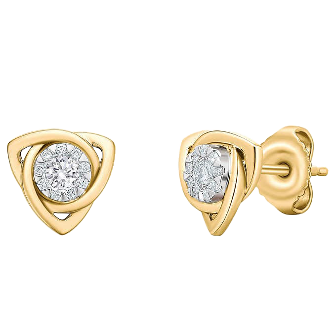 Round Brilliant 0.15 ctw VS2 Clarity, I Color Diamond 14kt Yellow Gold Cluster Stud Earrings