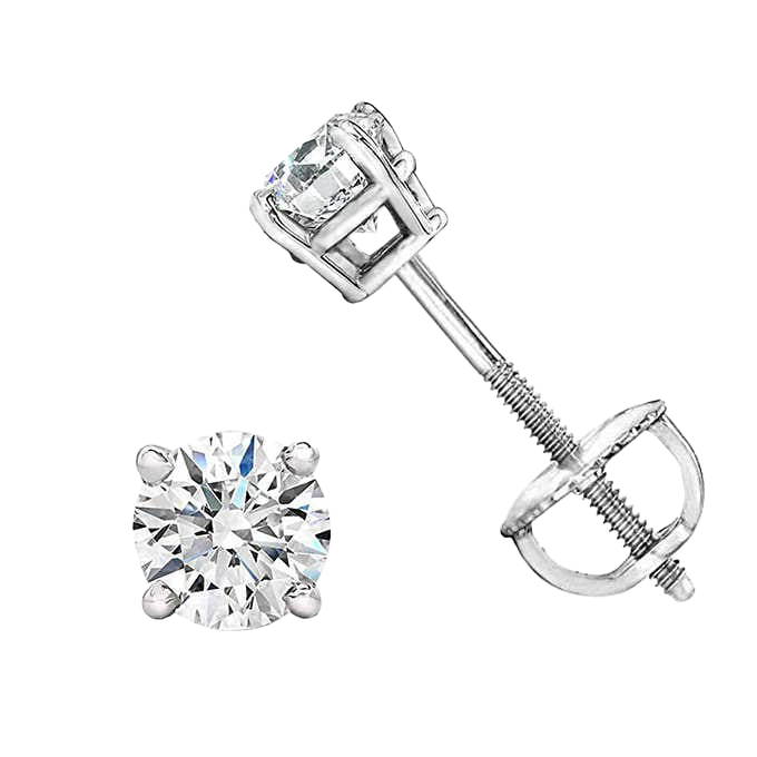 Round Brilliant 0.25 ctw VS2 Clarity, I Color Diamond 14kt White Gold Screwback Stud Earrings