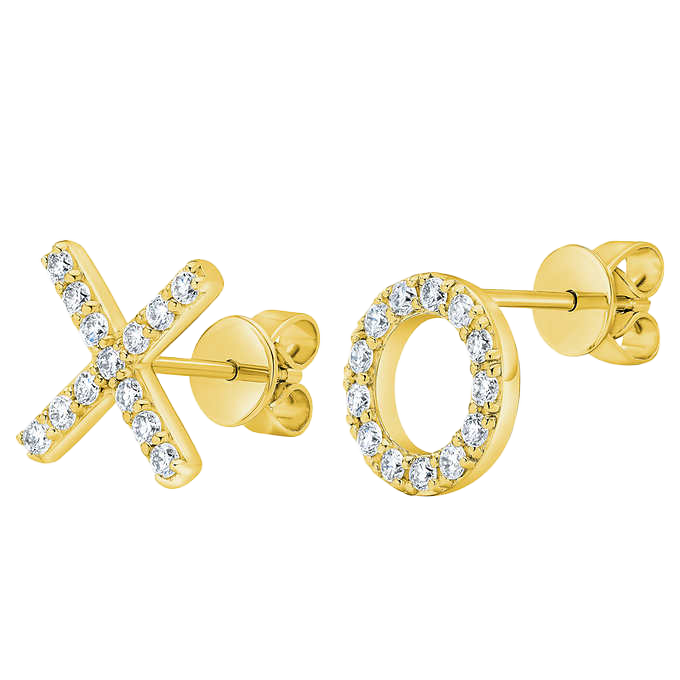 Round Brilliant 0.34ctw VS2 Clarity, I Color Diamond 14kt Gold XO Earrings