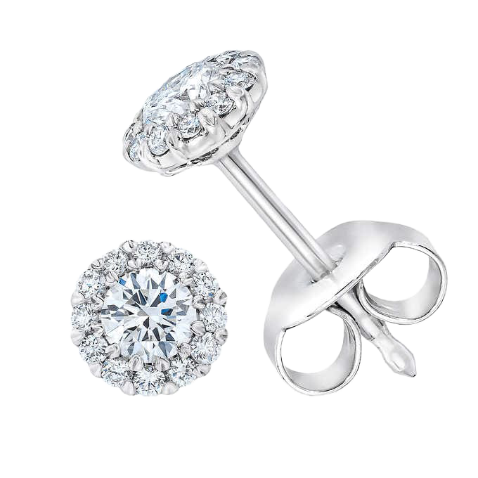 Round Brilliant 0.33 ctw VS2 Clarity, I Color Diamond 14kt White Gold Halo Earrings