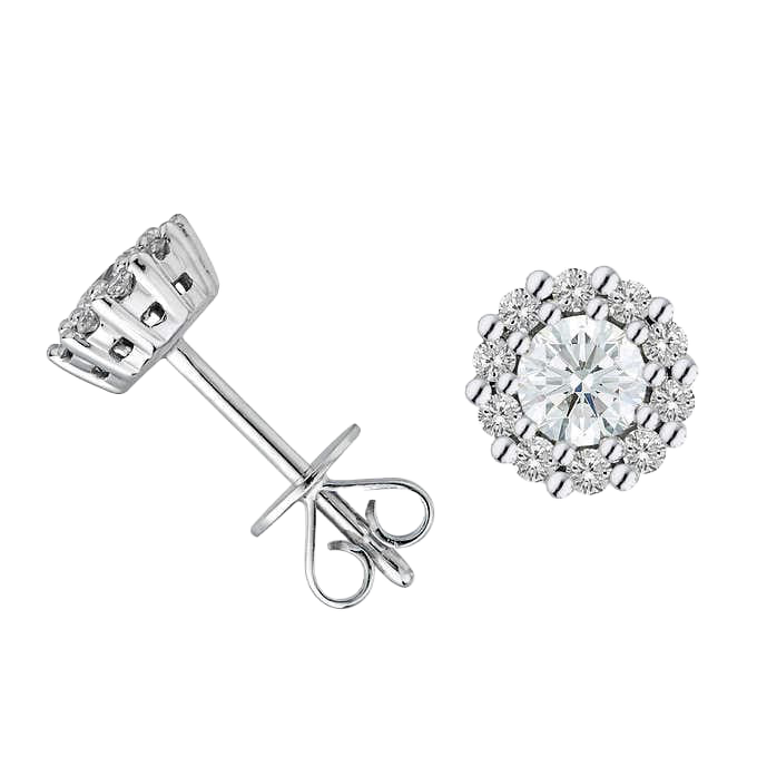 Round Brilliant 0.45 ctw VS2 Clarity, I Color Diamond 14kt White Gold Halo Earrings