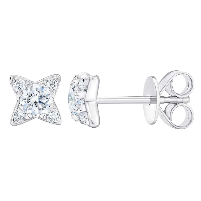 Round Brilliant 0.50 ctw VS2 Clarity, I Color Diamond 14kt White Gold Star Earrings