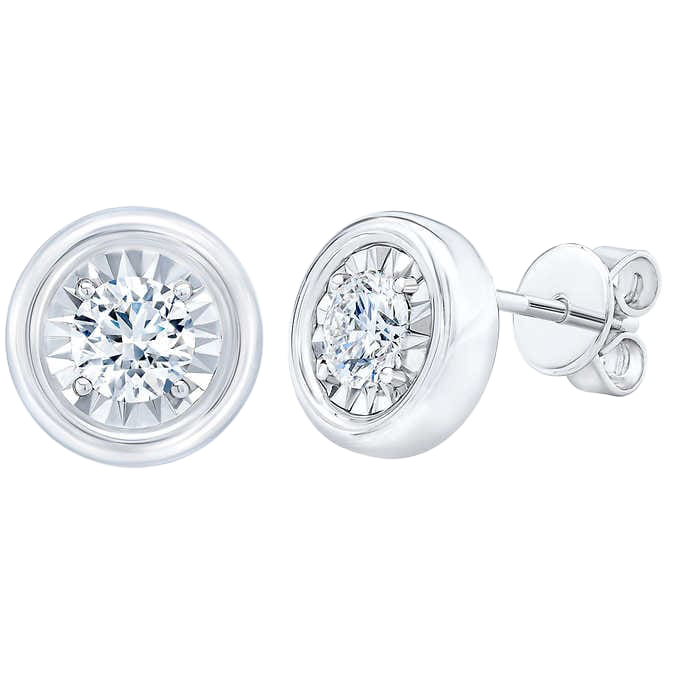 Round Brilliant 0.60 ctw VS2 Clarity, I Color Diamond 14kt White Gold Stud Earrings