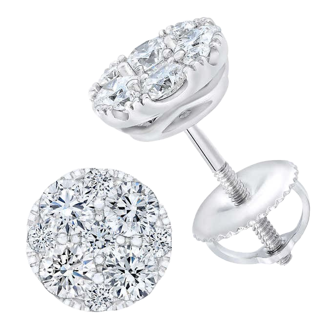 Round Brilliant 1.00 ctw VS2 Clarity, I Color Diamond 14kt White Gold Earrings