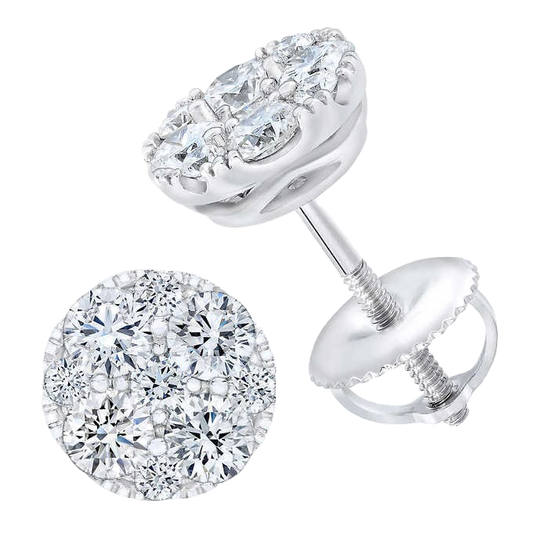 Round Brilliant 1.00 ctw VS2 Clarity, I Color Diamond 14kt White Gold Earrings