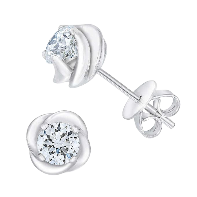 Round Brilliant 0.80 ctw VS2 Clarity, I Color Diamond 14kt White Gold Stud Earrings