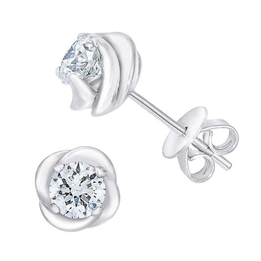 Round Brilliant 0.80 ctw VS2 Clarity, I Color Diamond 14kt White Gold Stud Earrings
