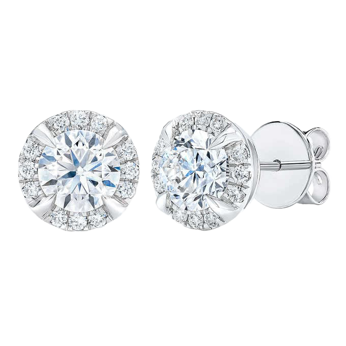 Round Brilliant 1.10 ctw VS2 Clarity, I Color Diamond 14kt White Gold Halo Earrings