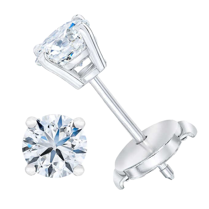 Round Brilliant 1.00 ctw VS2 Clarity, I Color Diamond 14kt White Gold Stud Earrings