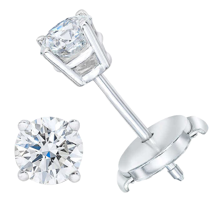 Round Brilliant 1.40 ctw VS2 Clarity, I Color Diamond 14kt White Gold Push Lock Stud Earrings