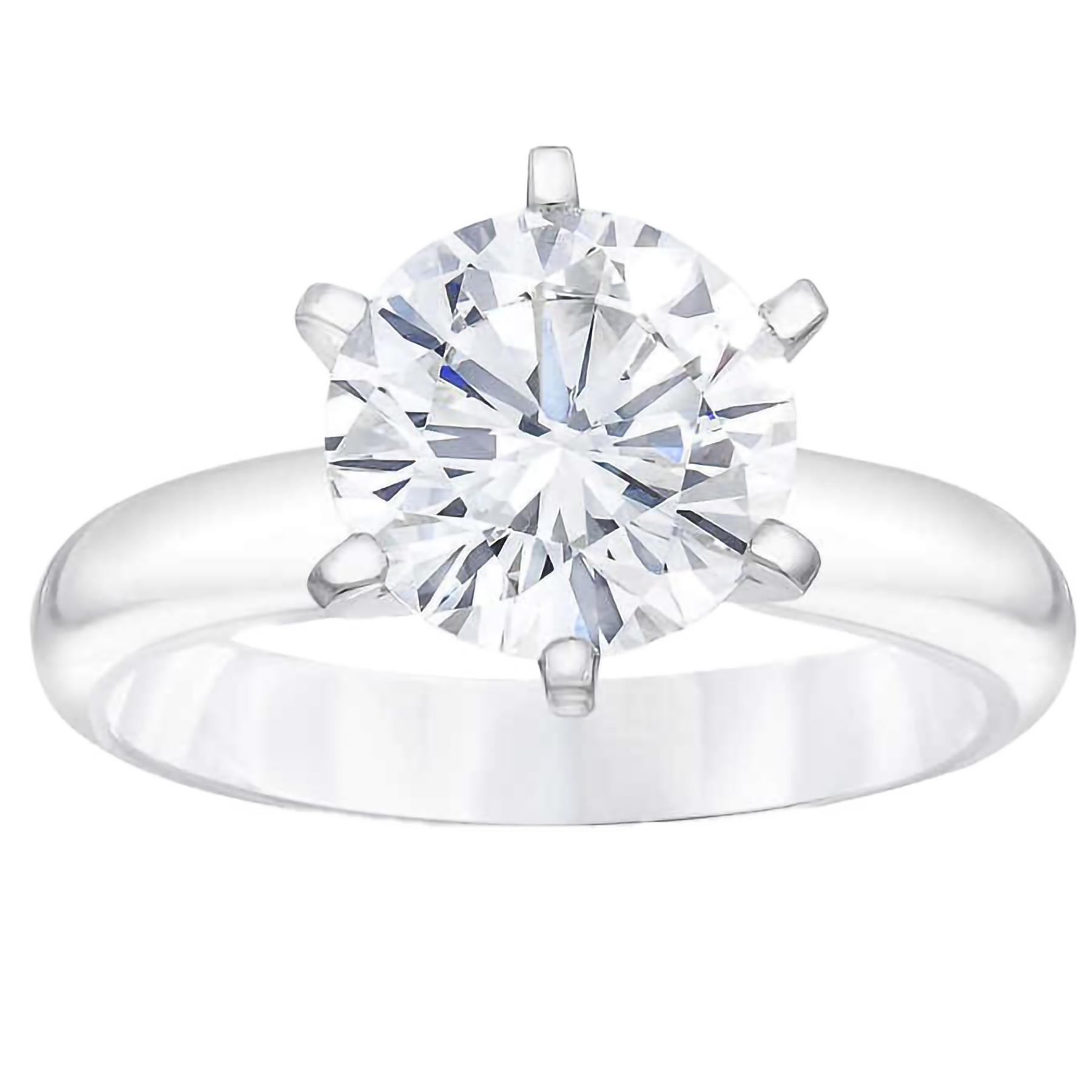 Round Brilliant 2.00 ct VVS2 Clarity, F Color Diamond Platinum Solitaire Ring