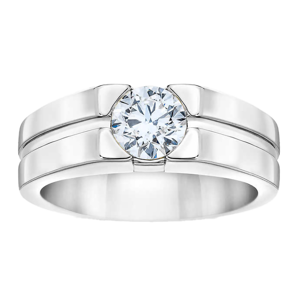 Round Brilliant 1.00 ct VS2 Clarity, I Color Diamond 14kt Gold Men's Ring
