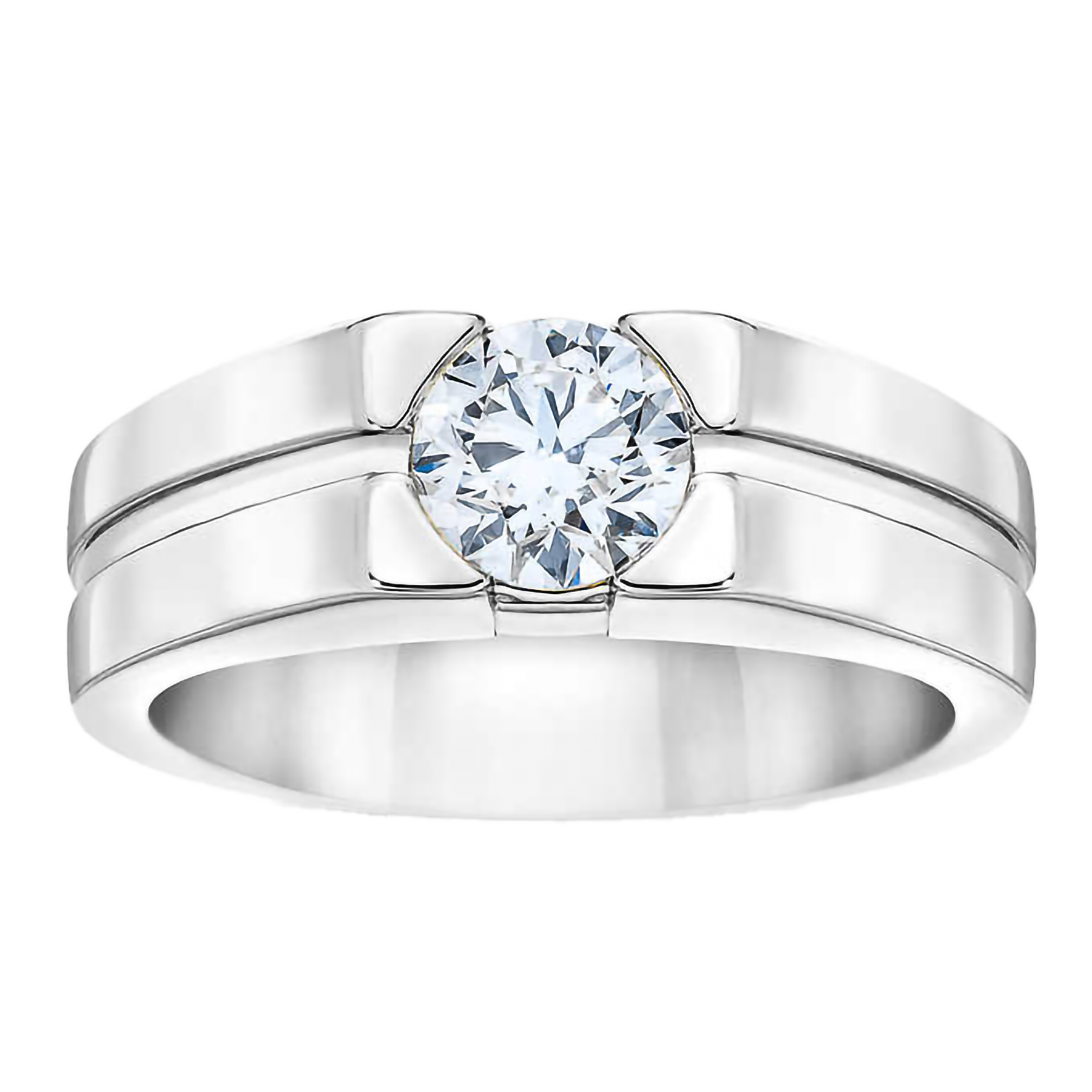 Round Brilliant 1.00 ct VS2 Clarity, I Color Diamond 14kt Gold Men's Ring