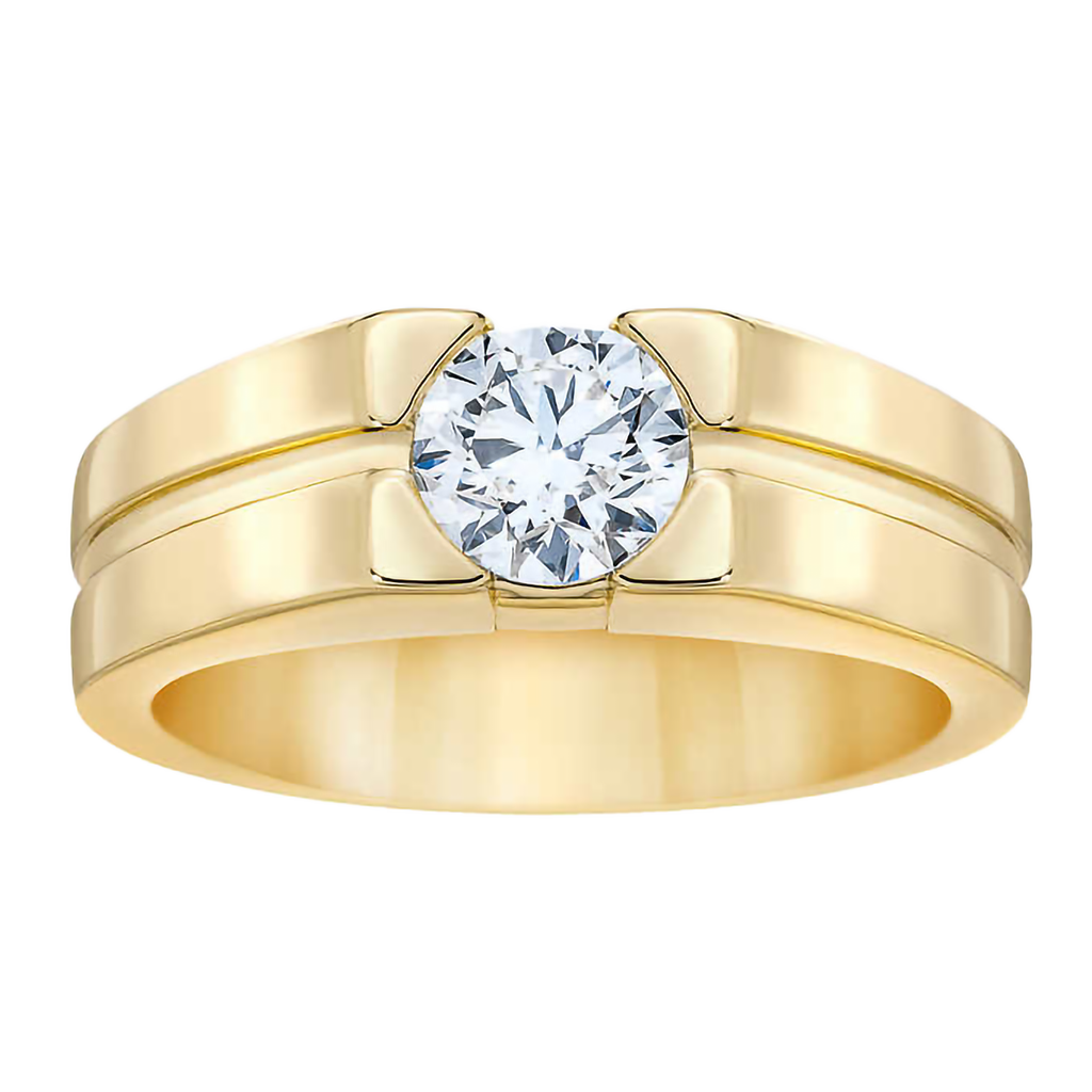 Round Brilliant 1.00 ct VS2 Clarity, I Color Diamond 14kt Gold Men's Ring