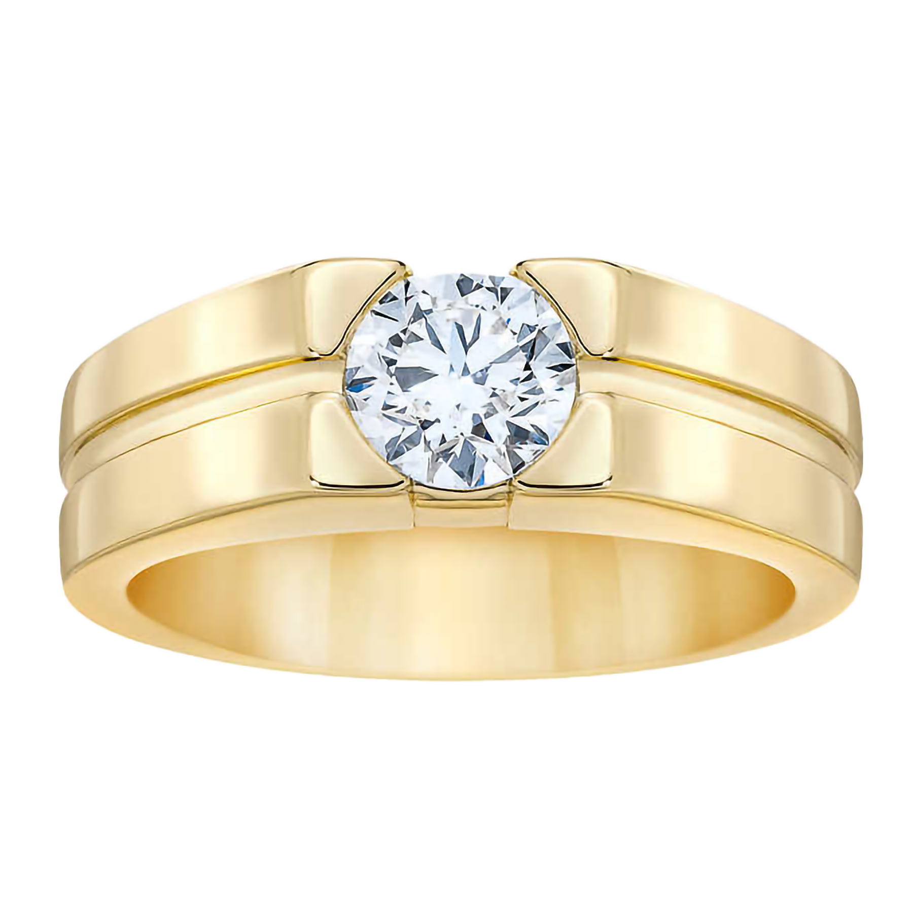 Round Brilliant 1.00 ct VS2 Clarity, I Color Diamond 14kt Gold Men's Ring