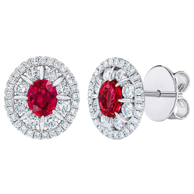 Ruby and Diamond 14kt White Gold Earrings