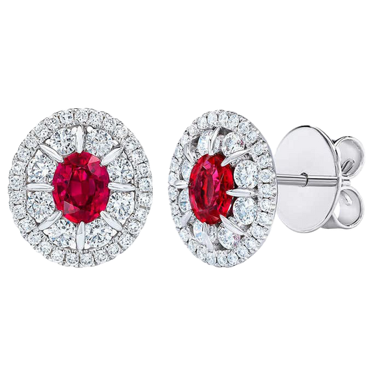 Ruby and Diamond 14kt White Gold Earrings