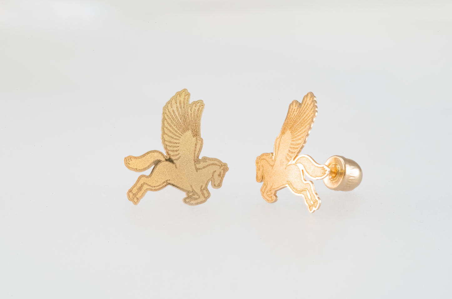 Pegasus Solid 14k Gold Earrings