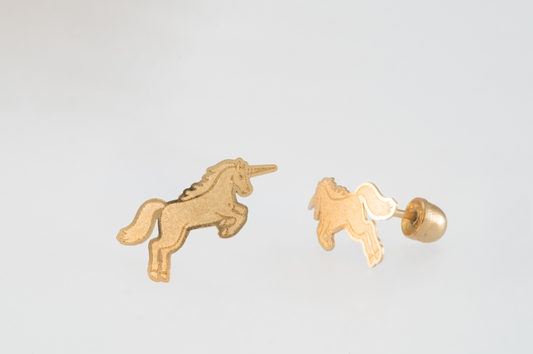 Unicorn Solid 14k Gold Earrings