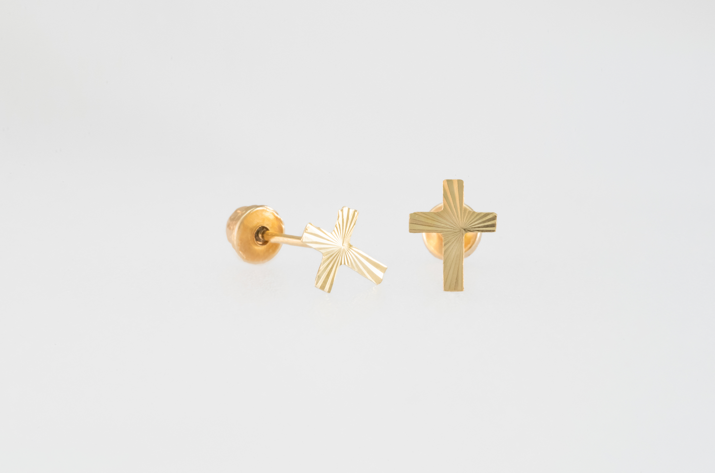 Diamond Cut Cross Solid 14k Gold Earrings