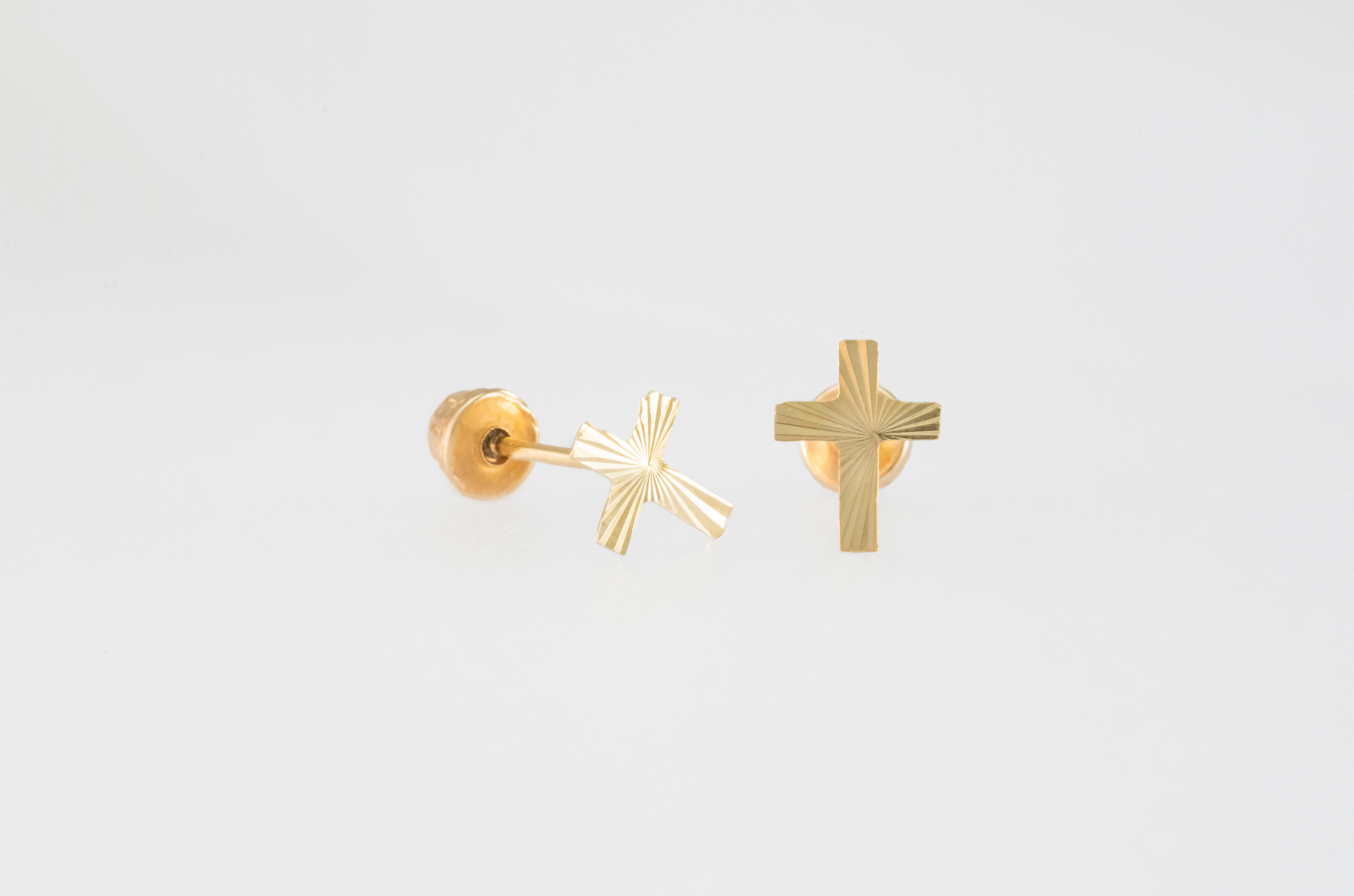 Diamond Cut Cross Solid 14k Gold Earrings