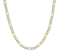 Yellow Gold Solid Pave Figaro Chain